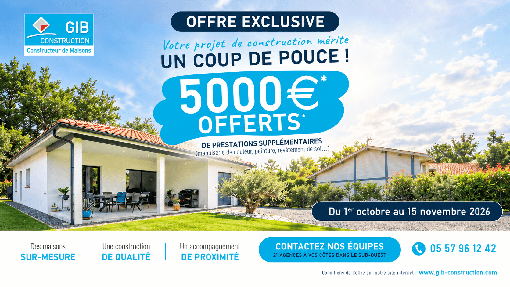 5 000 € de prestations supplémentaires offerts pour votre future maison