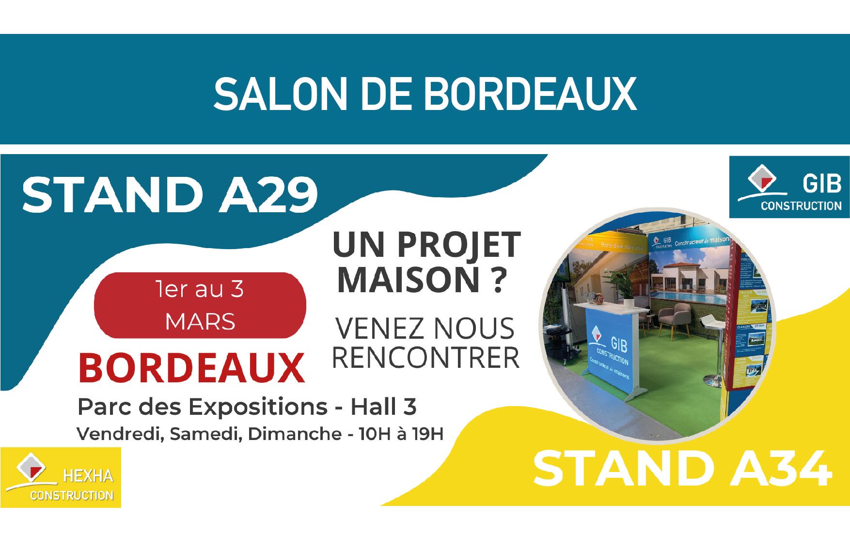 Votre constructeur de maison GIB Construction sera au Salon de Bordeaux du 1er au 3 mars