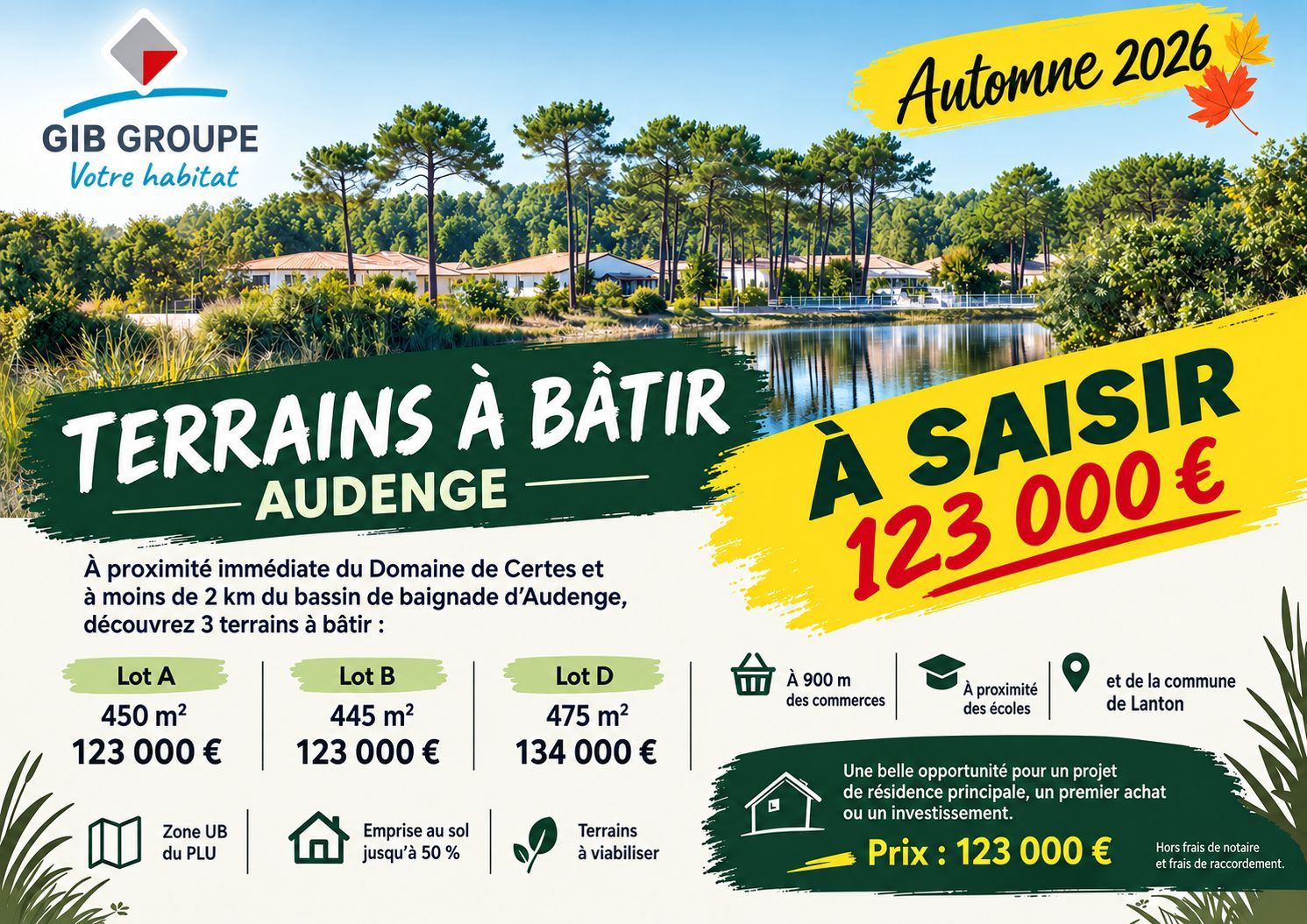 Terrain à bâtir de 450 m² à AUDENGE (33) - visuel 1