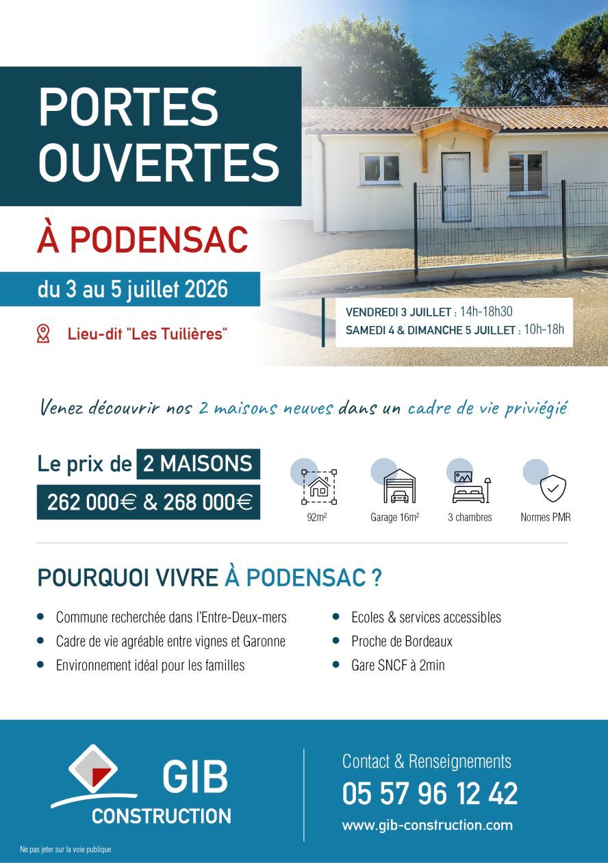 Projet de construction d'une maison 92 m² avec terrain à PODENSAC (33) - visuel 1
