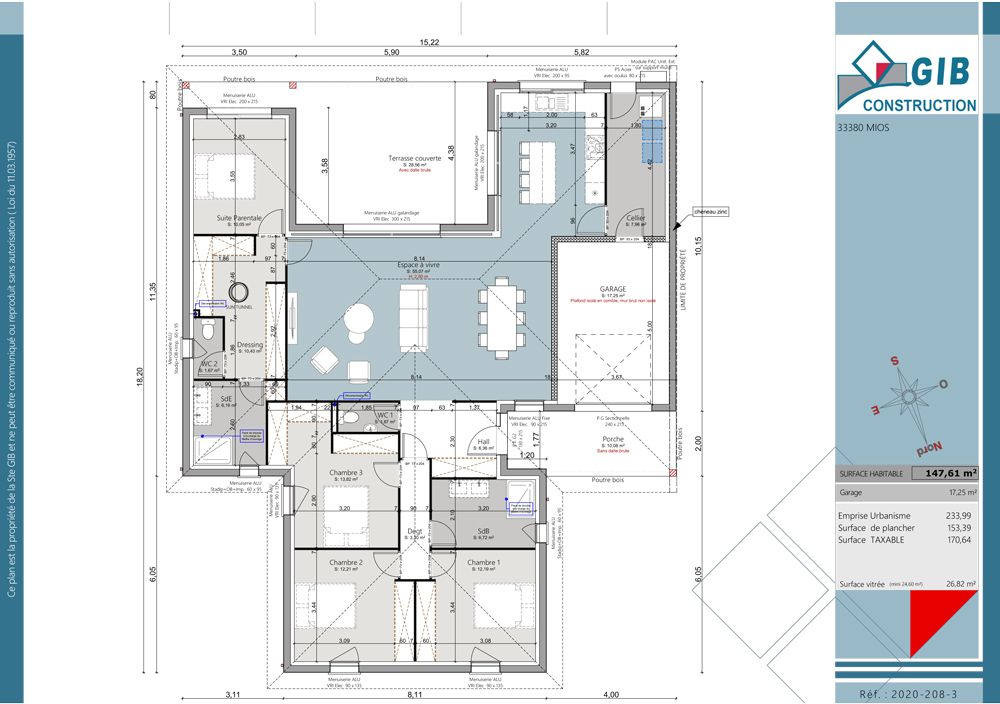 Maison contemporaine au Bassin d'Arcachon - plan