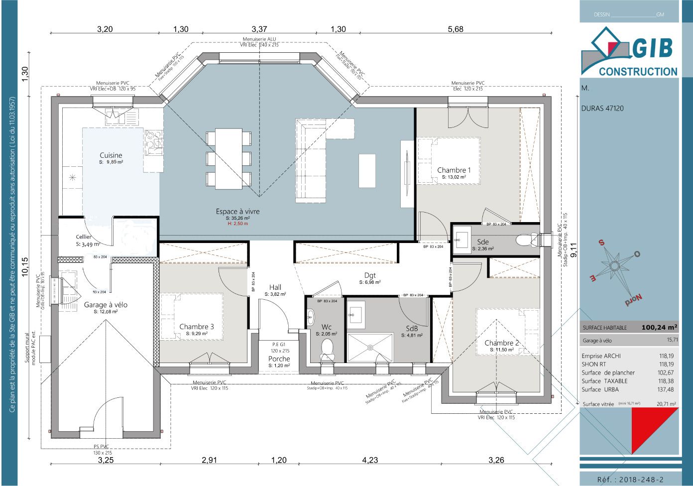 MAISON NEUVE 100m² 3 CHAMBRES - plan