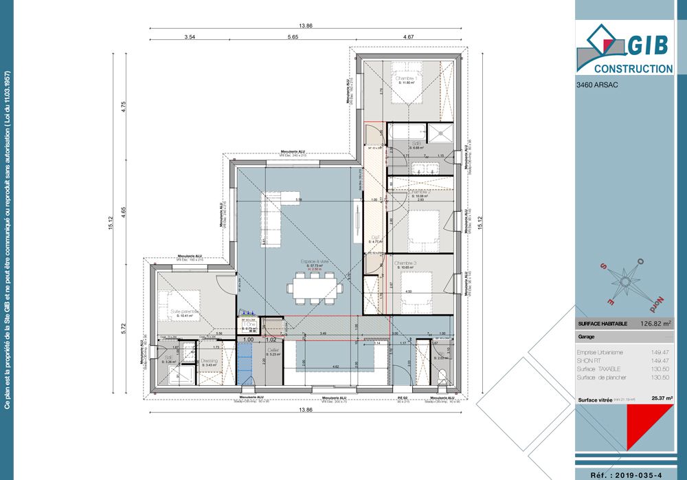 Maison atypique contemporaine 4 chambres - plan