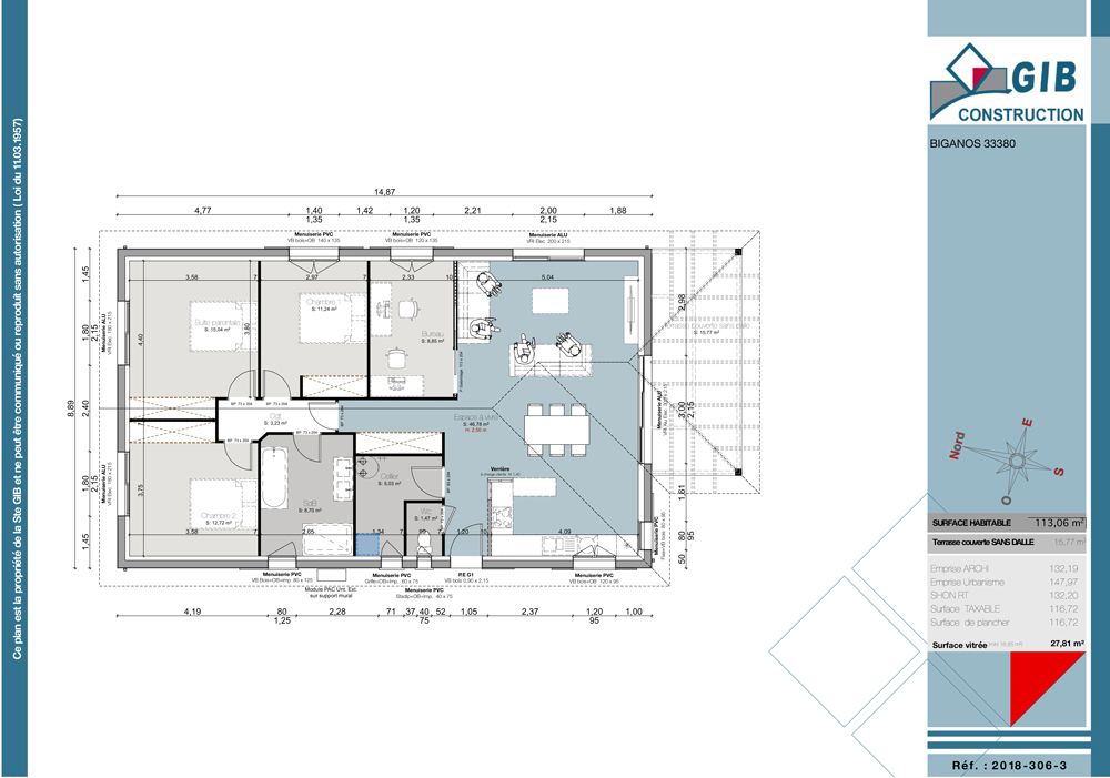 Maison avec charmante terrasse couverte - plan