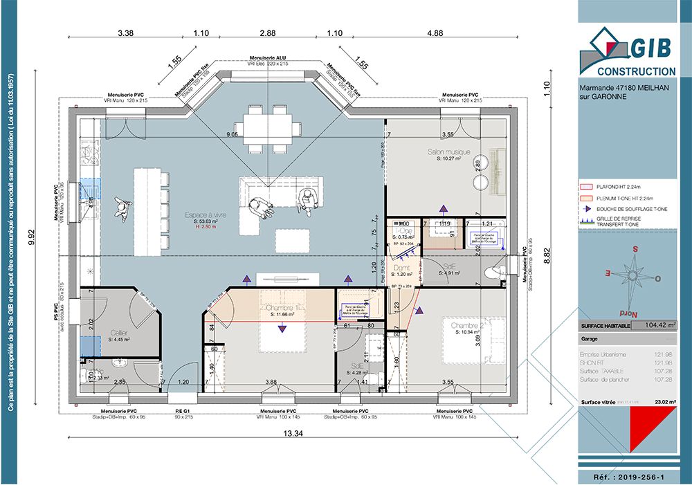Maison avec bow window 3 chambres - plan
