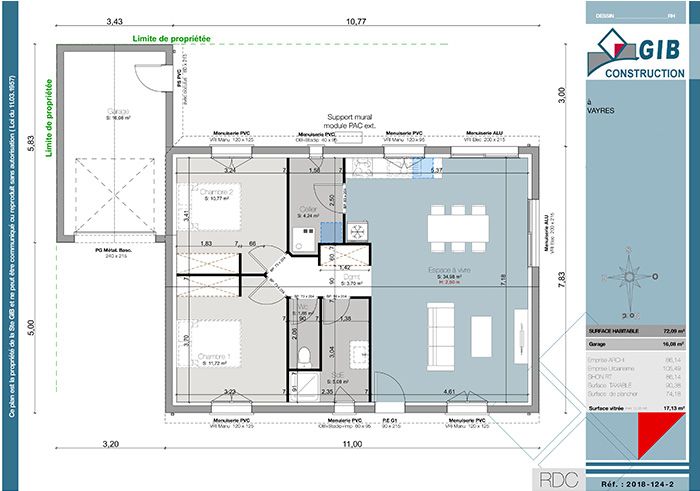 Maison 2 chambres 72m² - plan