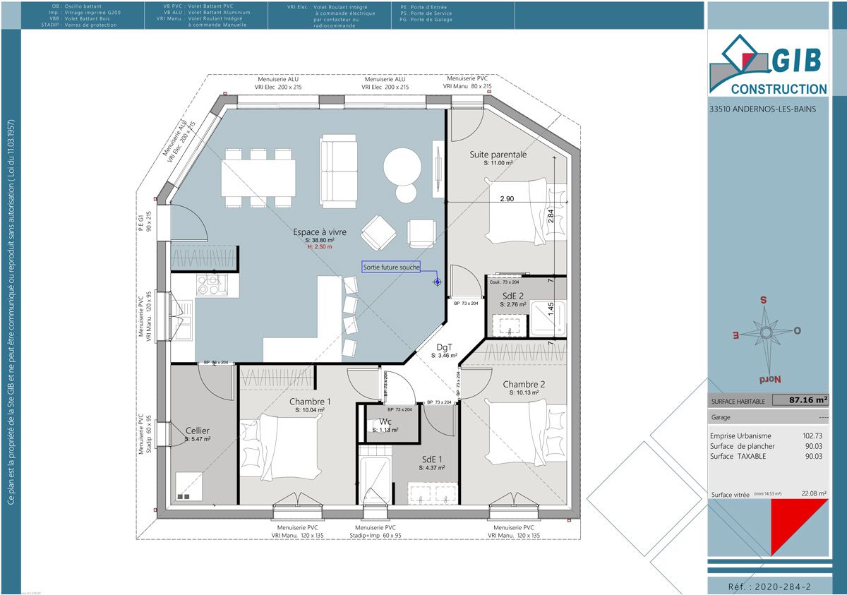 Maison carrée lumineuse - plan