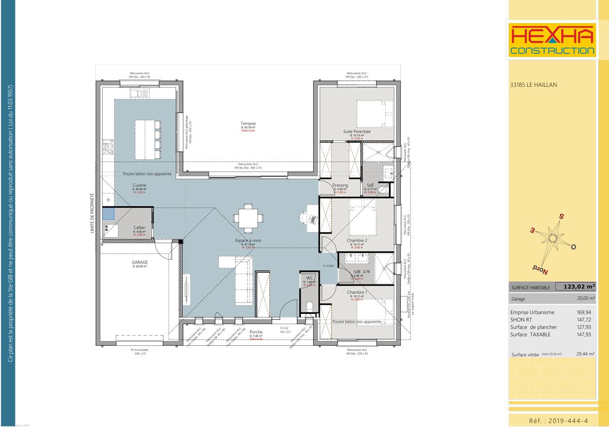 Maison toit plat et bardage bois - plan