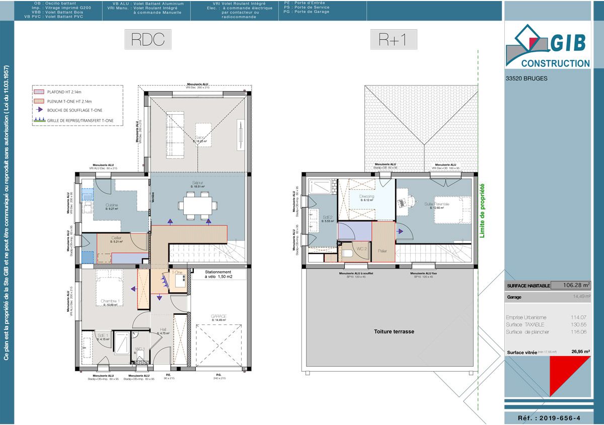 Maison de ville toit plat - plan