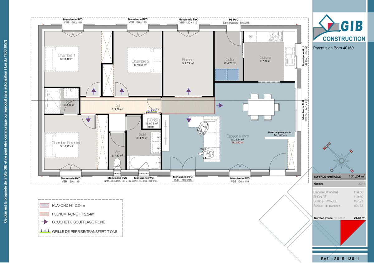 Maison familiale plain pied - plan