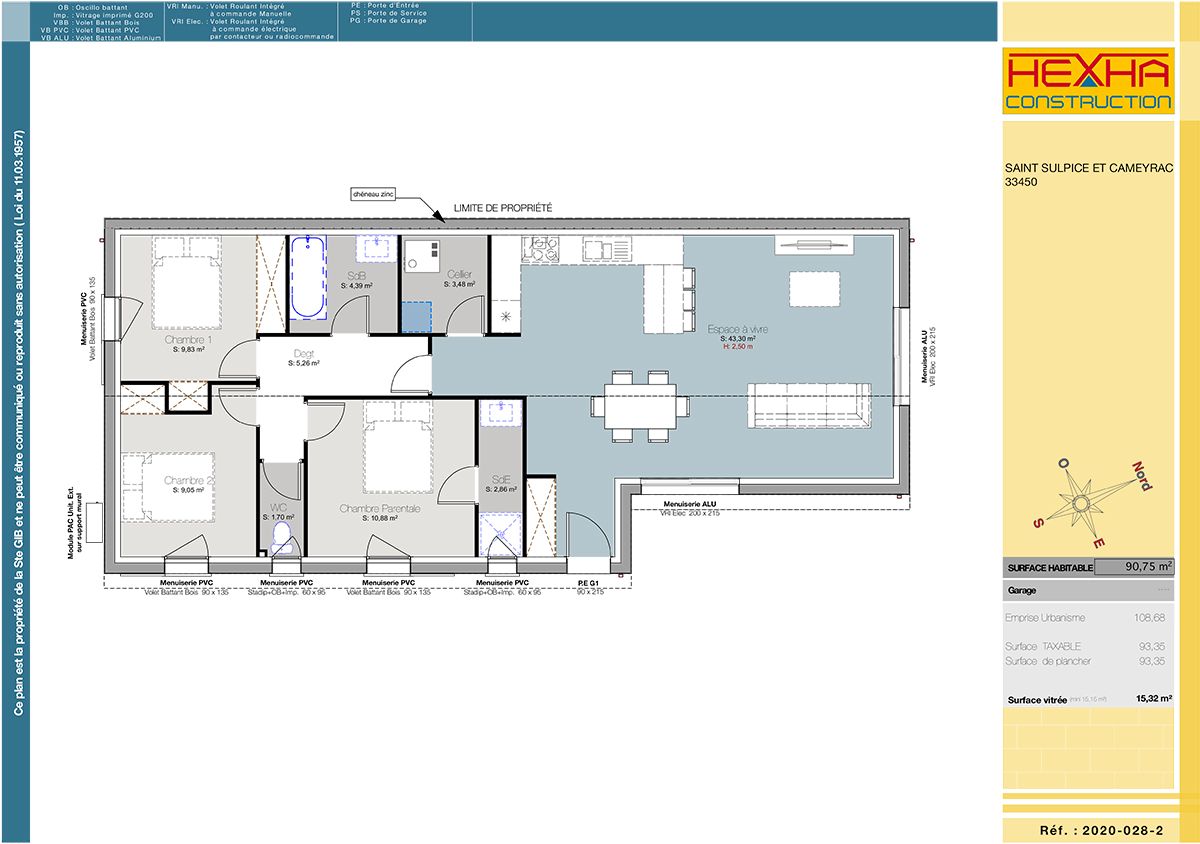 Maison plain pied limite de propriété en SCI - plan