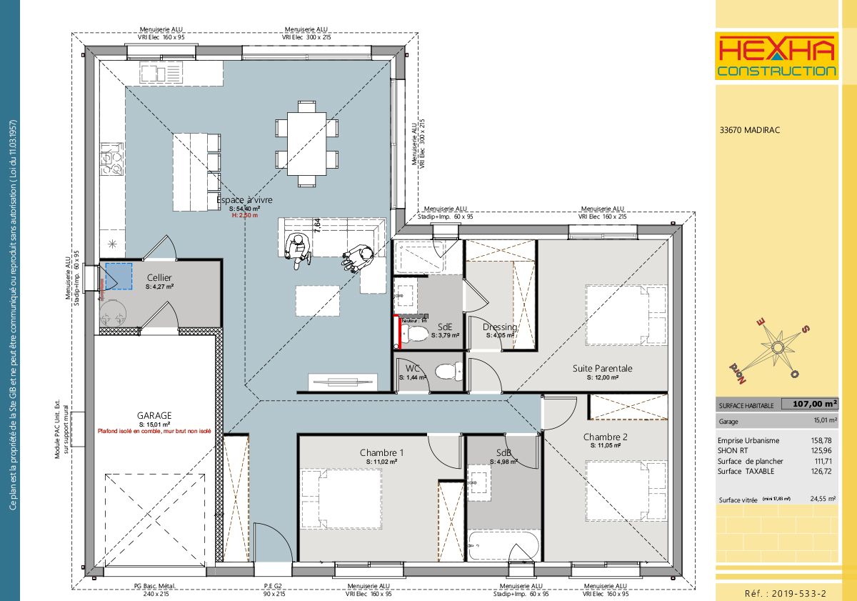 Jolie maison plain pied optimisée en L - plan