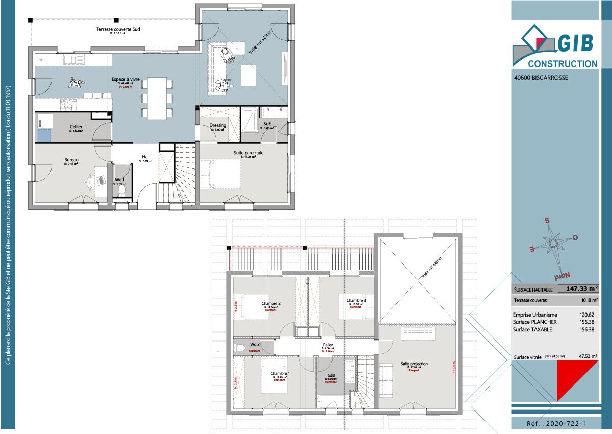 Maison landaise sur mesure à étage - plan