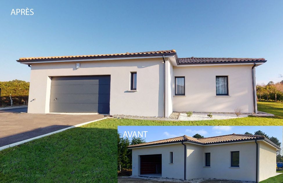Maison en L avec enduit matricé - visuel 6