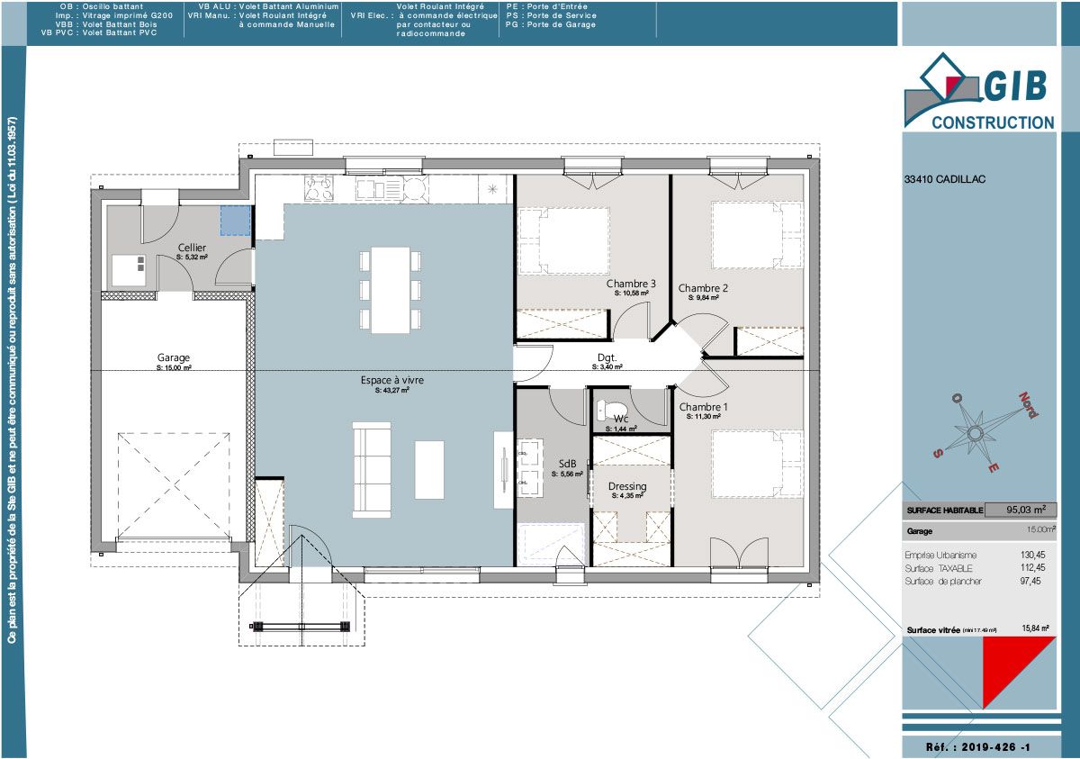 Maison rectangulaire avec porche traditionnel - plan