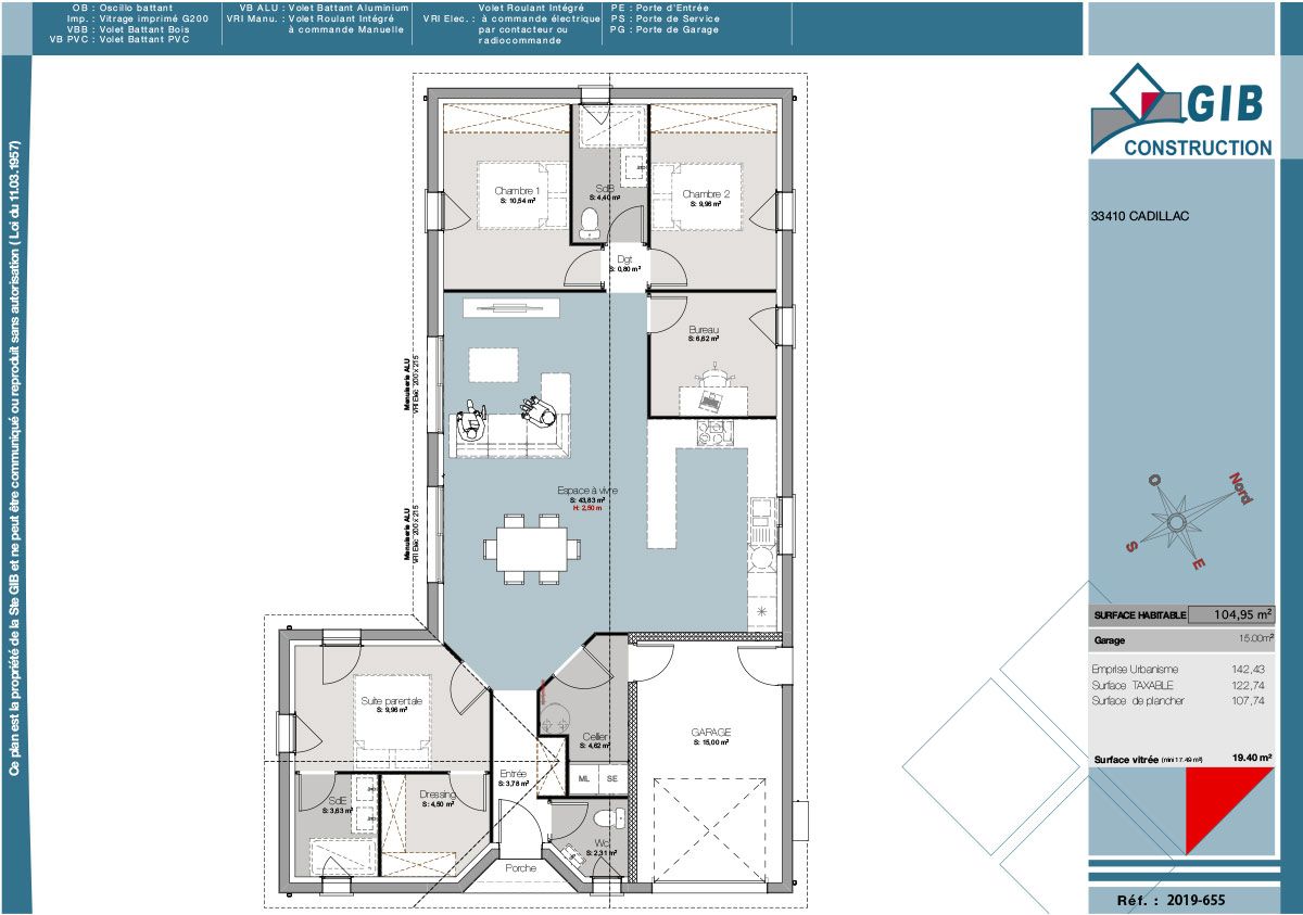 Jolie maison en L pour terrain profond - plan