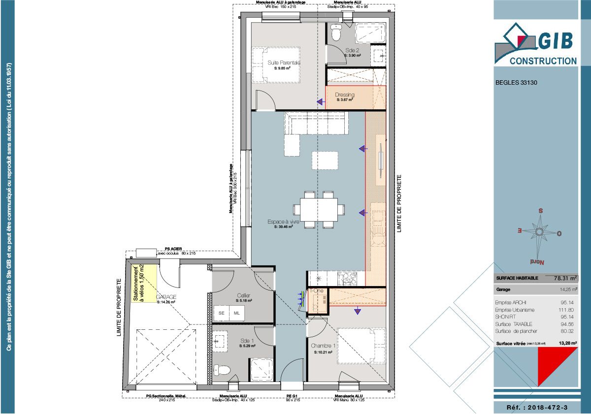 Maison de ville 2 chambres - plan