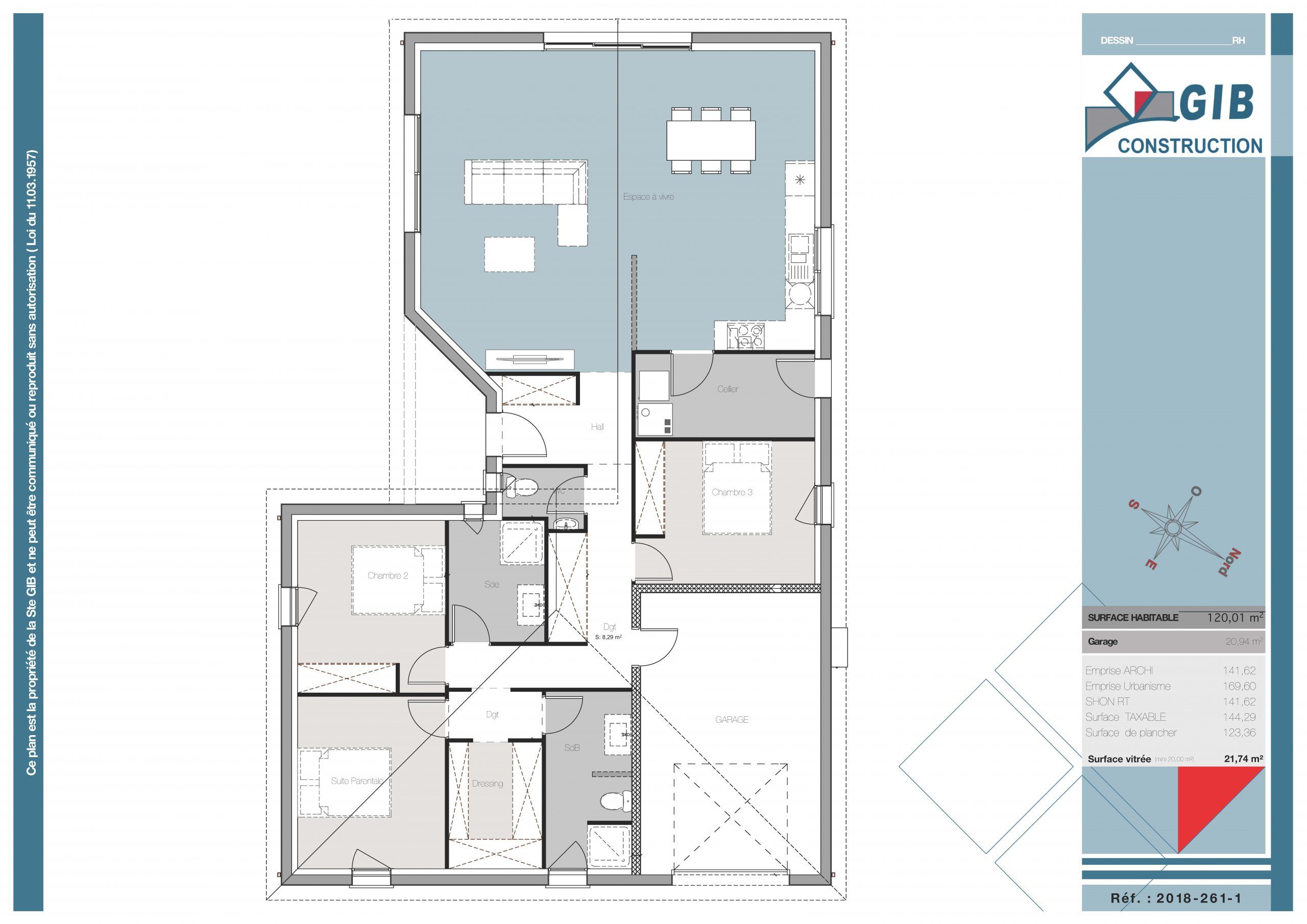 Maison moderne et lumineuse - plan