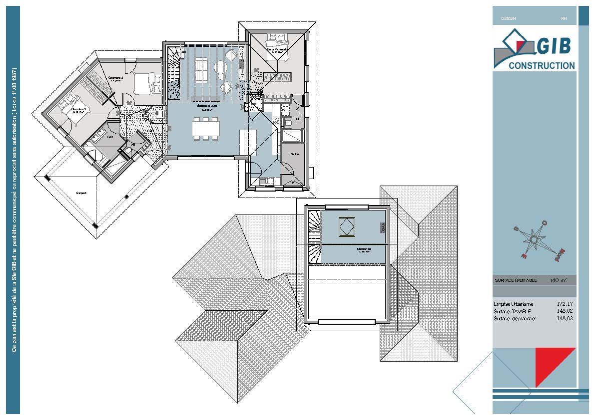 Maison neuve avec mezzanine - plan