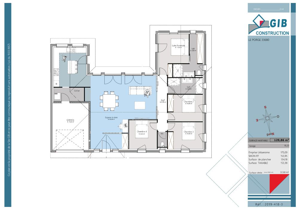 Maison de charme plain pied - plan