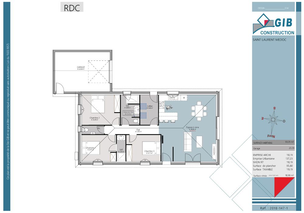 Maison neuve 3 chambres - plan