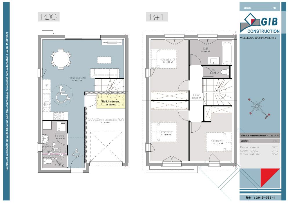 Maisons contemporaines à étage - plan