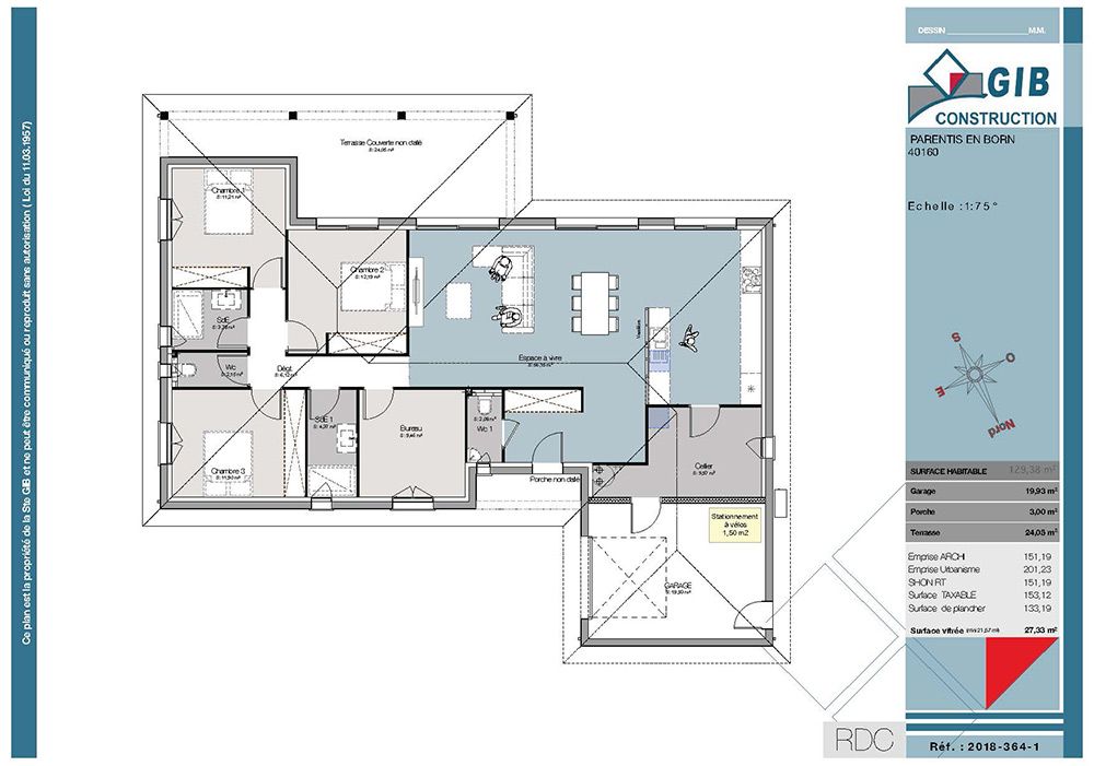 Maison contemporaine à Parentis-en-Born - plan