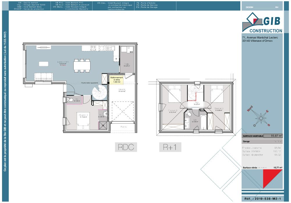 Maisons de ville à Villenave d'Ornon - plan