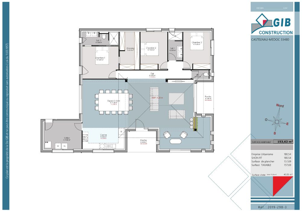 Maison contemporaine atypique à toit plat - plan