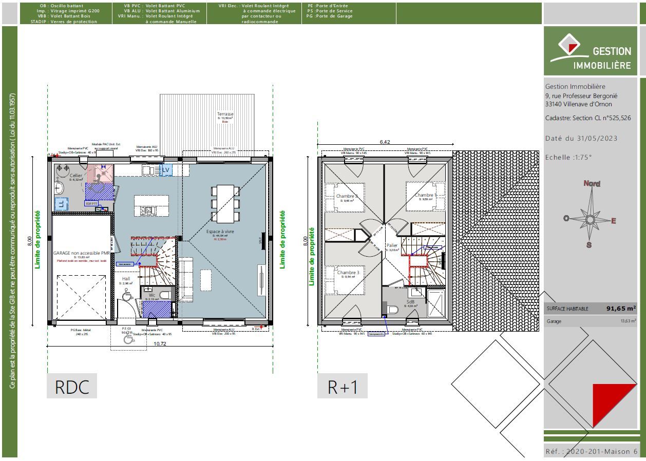 Maisons à étage au centre-ville de Villenave d'Ornon - plan