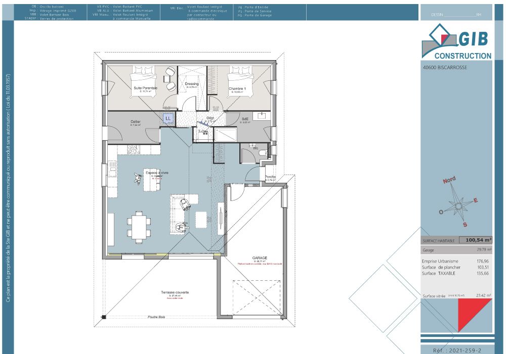 Maison lumineuse et moderne - plan